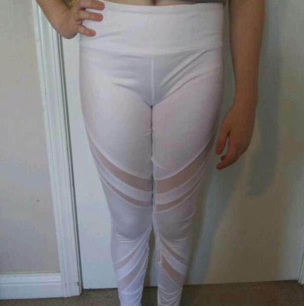 White mesh leggings